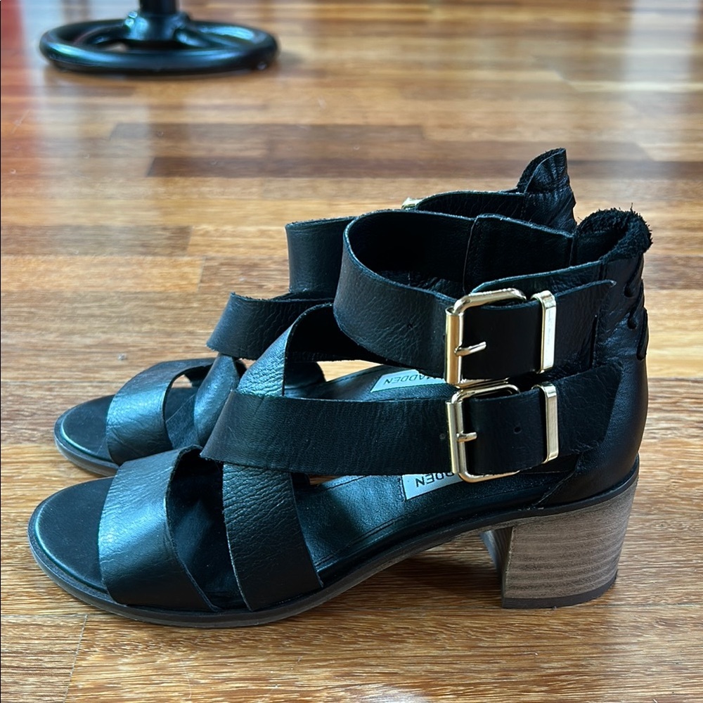 Steve Madden Black Heels with Crisscross Straps